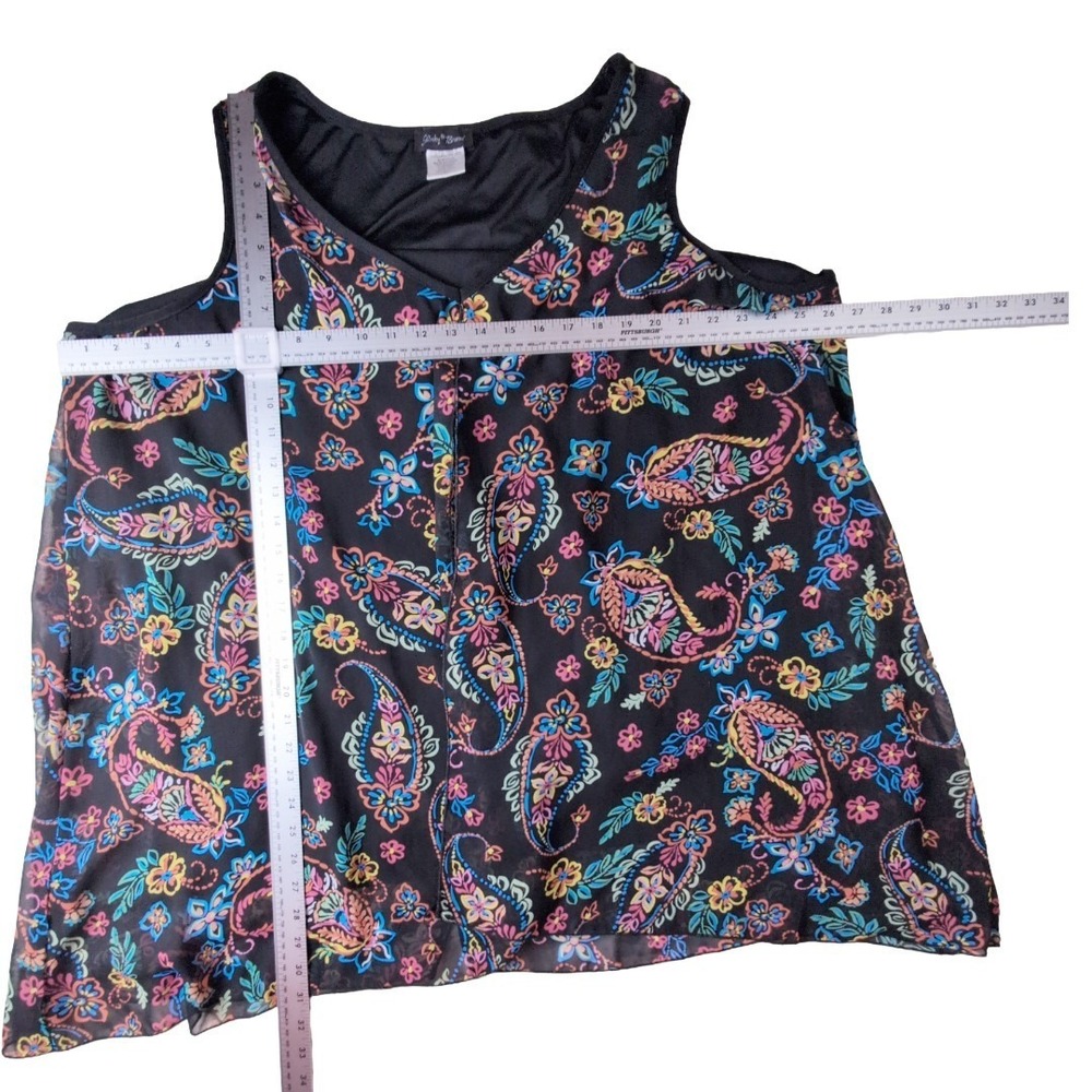 Slinky Brand Sleeveless Split Front Tunic Shirt Paisley Size 3xl Boho Flowy - Picture 4 of 5